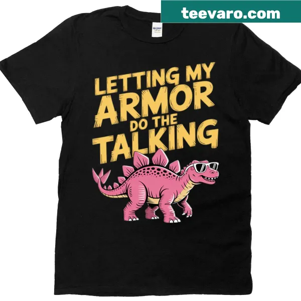 Illustrated T-shirt with dinosaur fossil and humorous text
