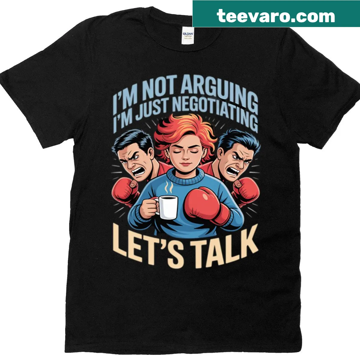 Astrology-themed t-shirt depicting Libra as a comic character promoting peace. — on a men's t-shirt