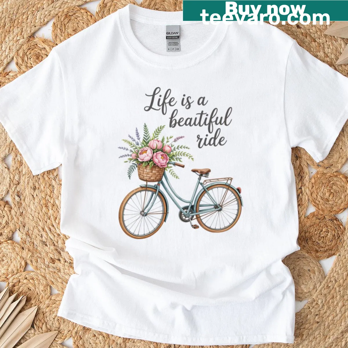 Typography of 'Life Is A Beautiful Ride' on a casual tee — on a men's t-shirt