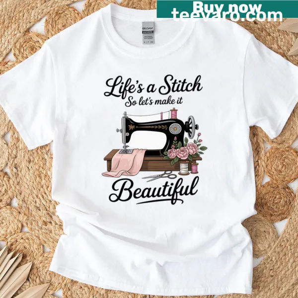 Inspirational quilting t-shirt with craft-related quote