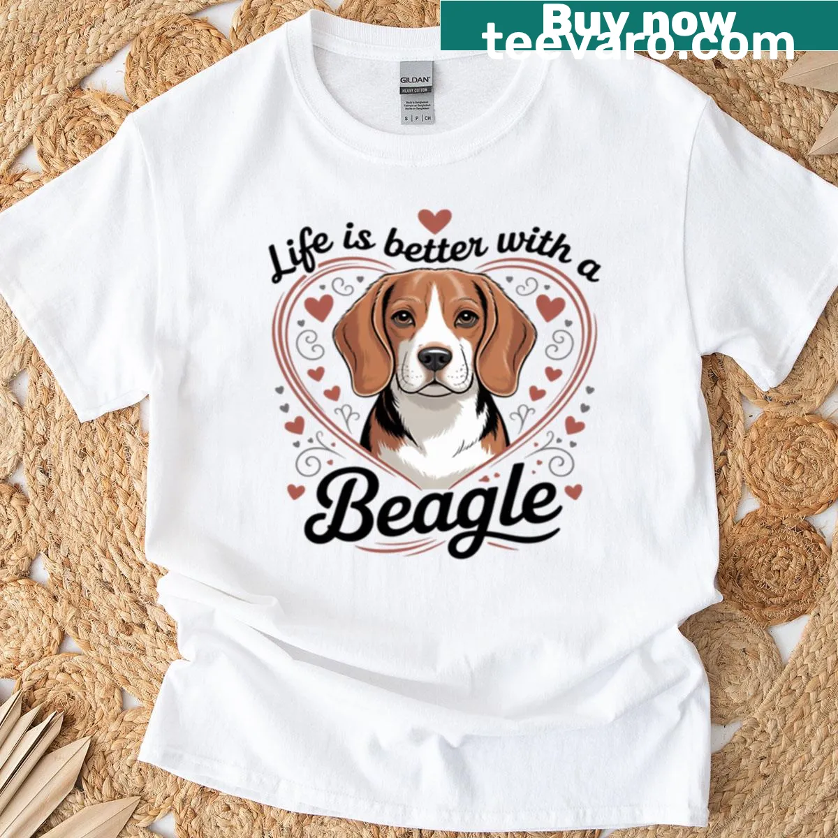 Cute t-shirt with the phrase 'Life Is Better With A Beagle' — on a men's t-shirt