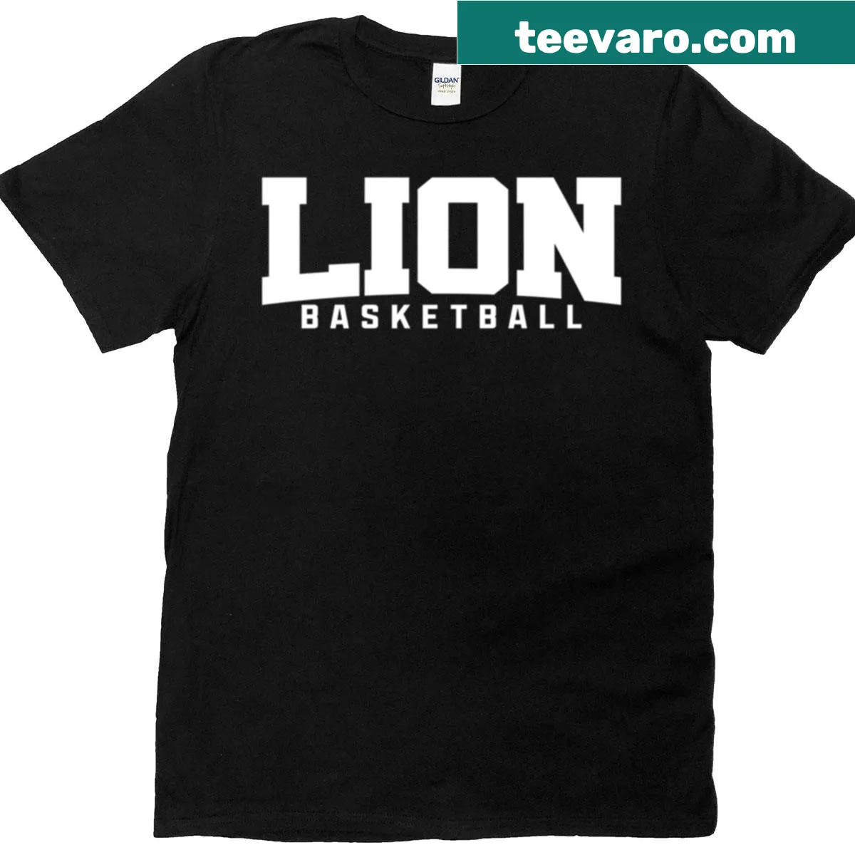 Lion Basketball T-shirt featuring a lion dribbling a basketball — on a men's t-shirt