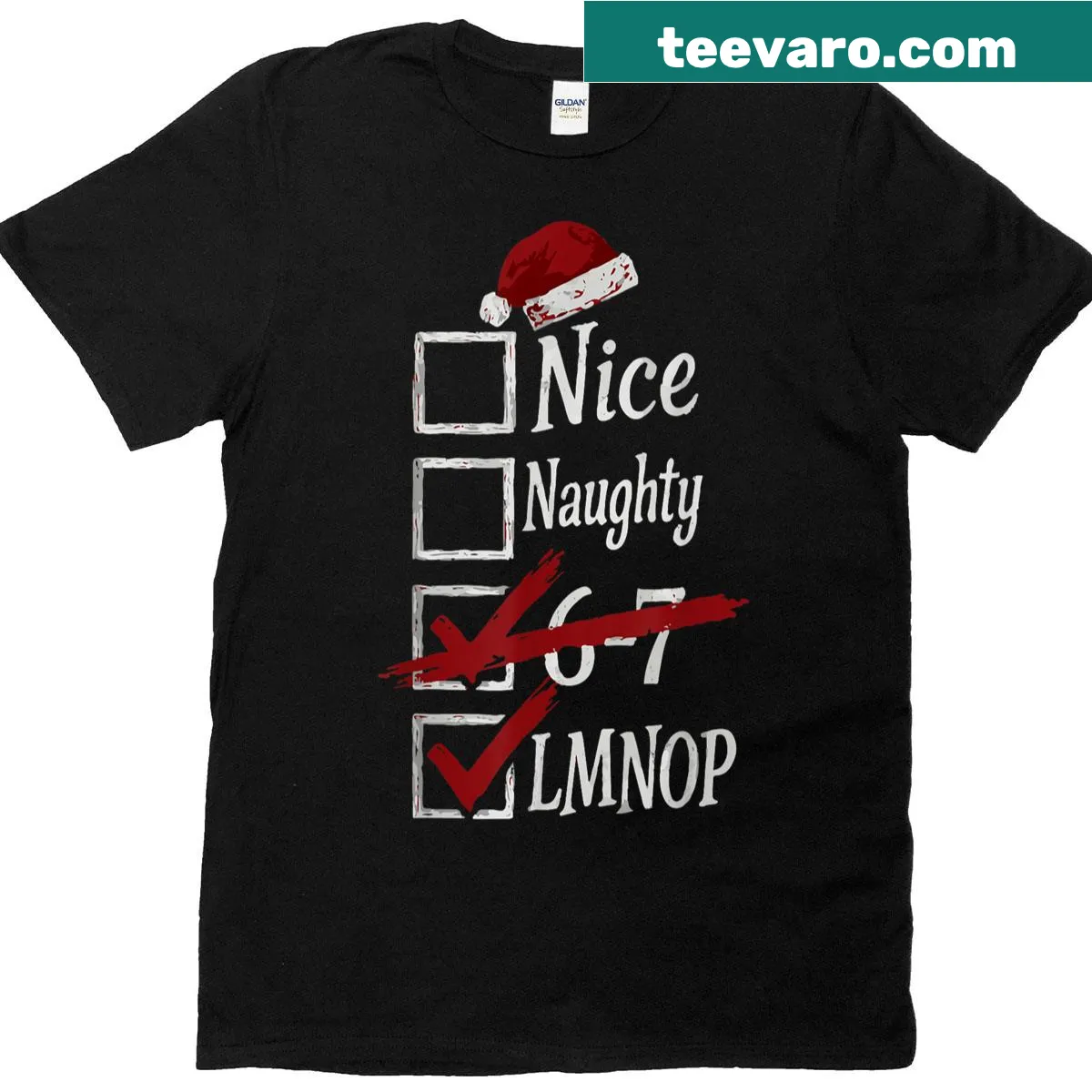 Funny Christmas t-shirt with 'Lmnop' meme phrase — on a men's t-shirt
