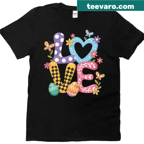 Easter-themed t-shirt with playful typography celebrating Easter eggs.