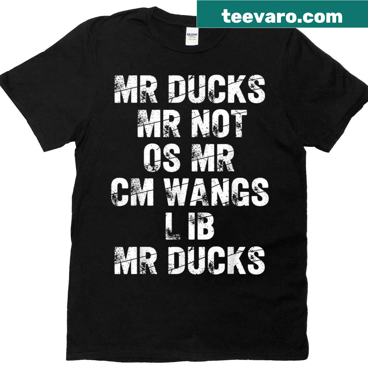Funny M R Ducks T-shirt with playful joke — on a men's t-shirt