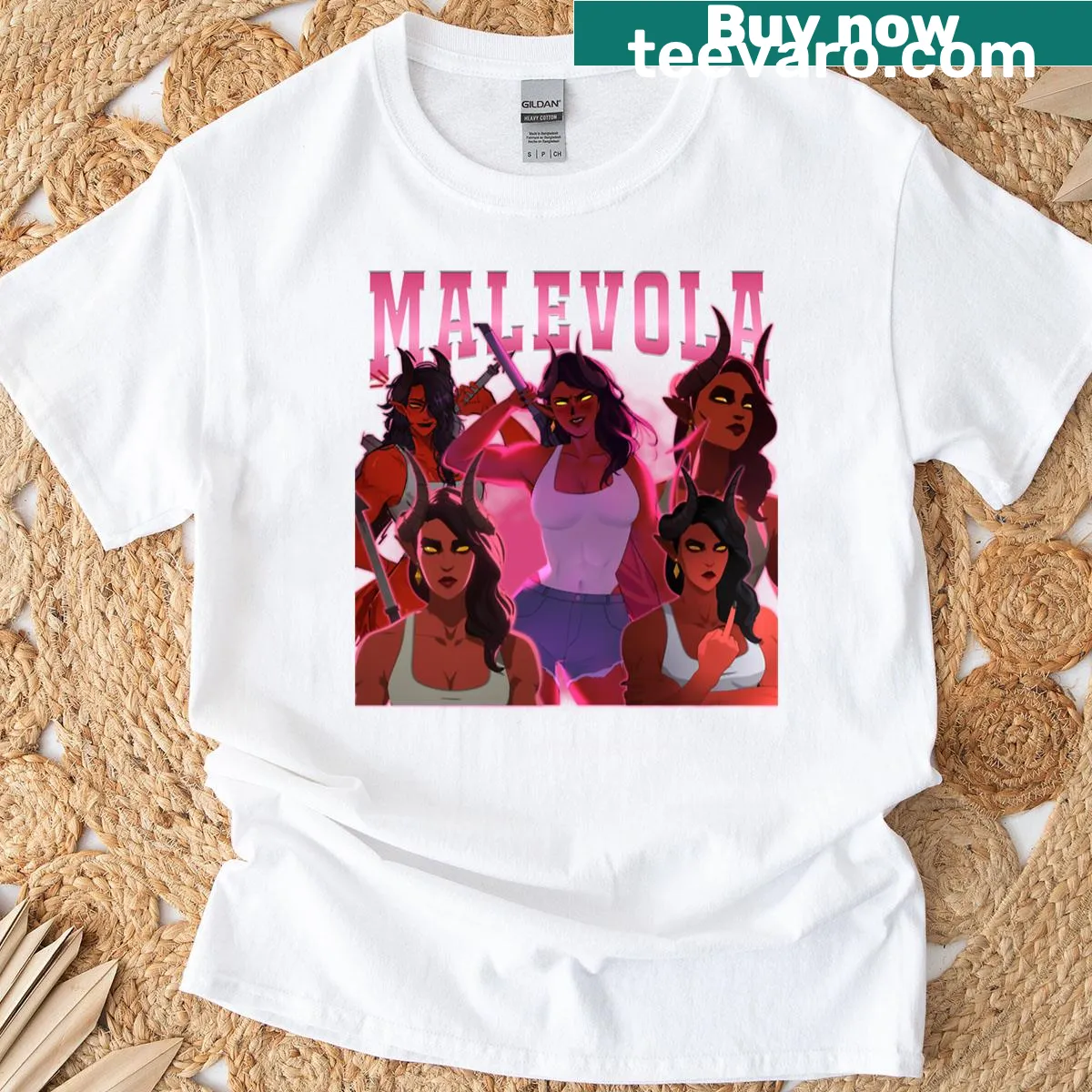 Vintage-style Malevola Dispatch game graphic T-shirt — on a men's t-shirt