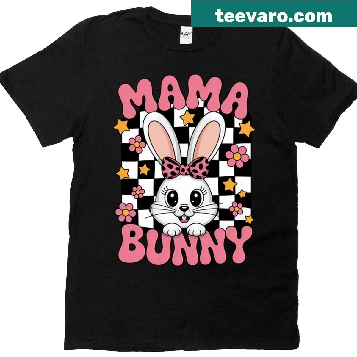 Easter-themed t-shirt featuring a bunny design for mothers. — on a men's t-shirt