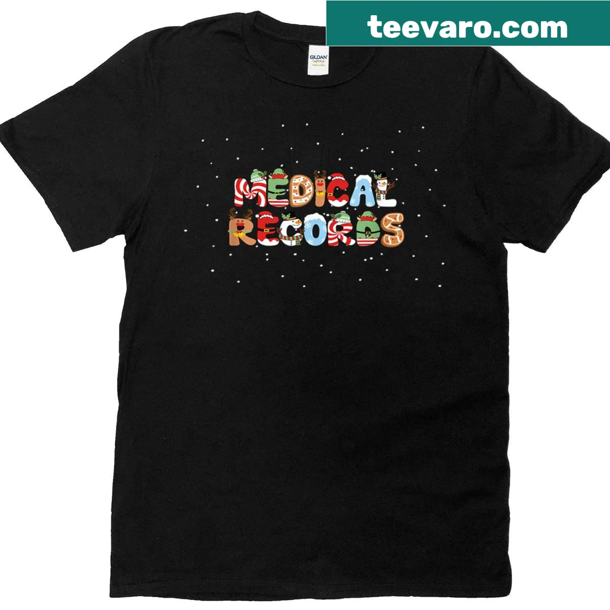 Christmas T-shirt for medical professionals featuring medical symbols — on a men's t-shirt