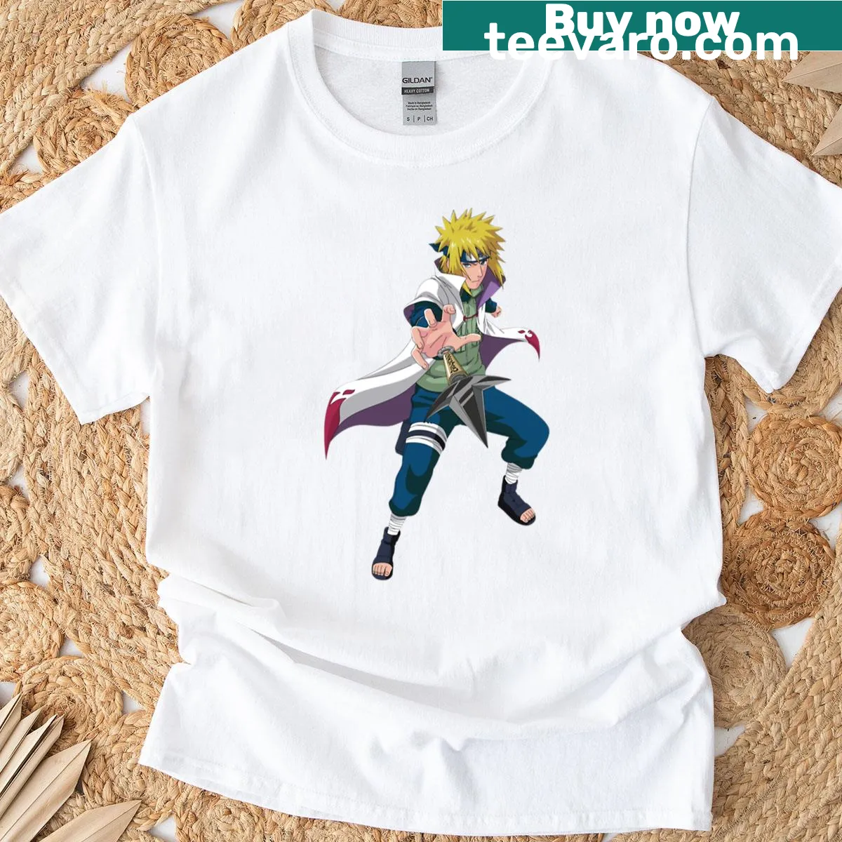 Illustration of Minato Namikaze from anime on a t-shirt — on a men's t-shirt