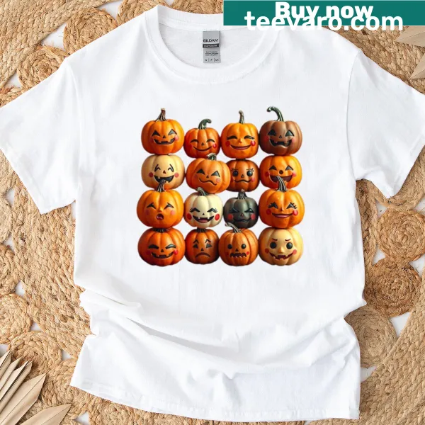 Cute pumpkin emoji expressions t-shirt for fall