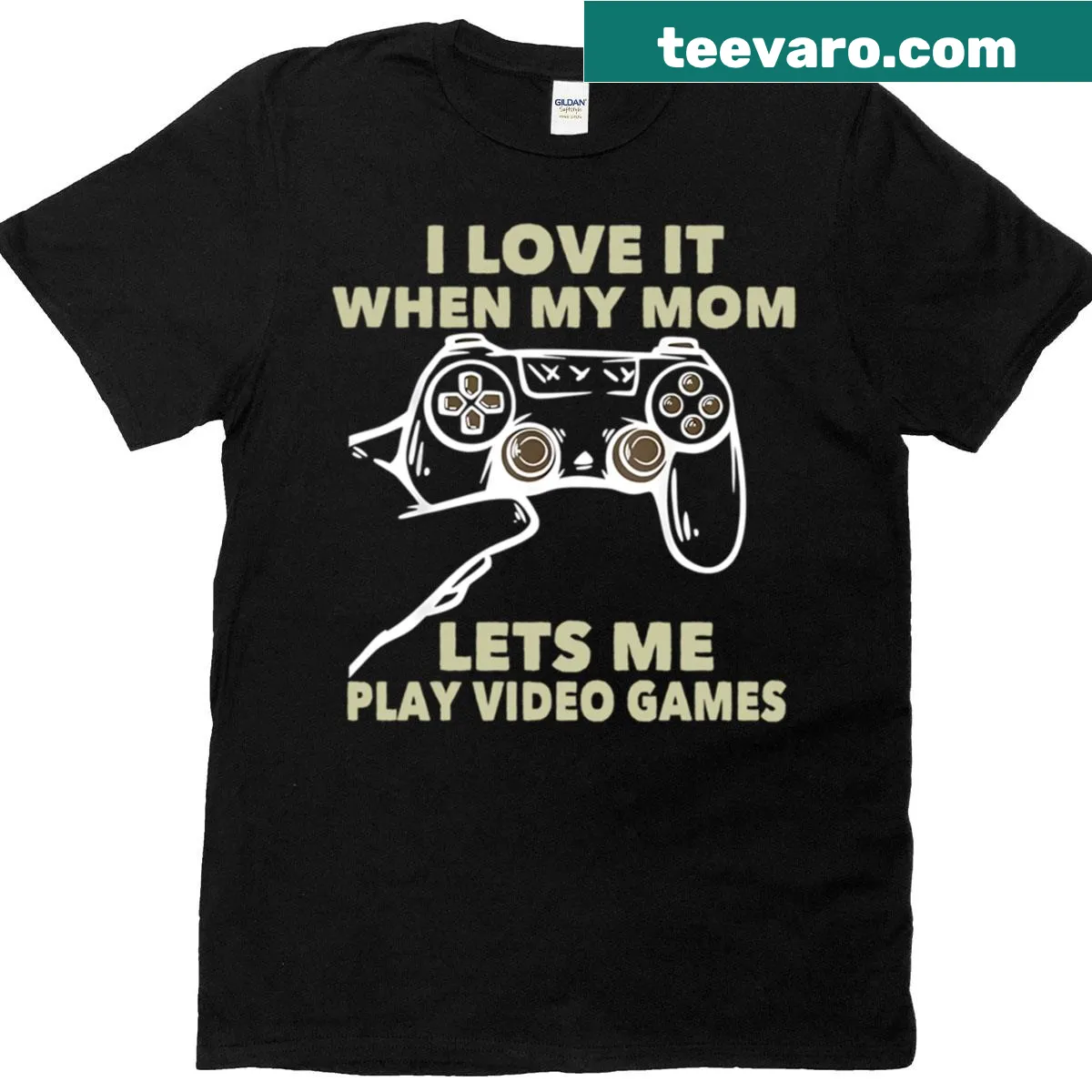 Minimalist Gamer Tee with humorous text for moms — on a men's t-shirt