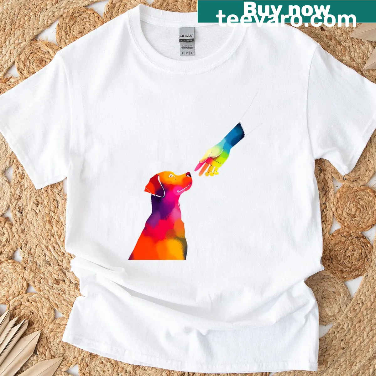 Minimalist dog paw design on a T-shirt — on a men's t-shirt
