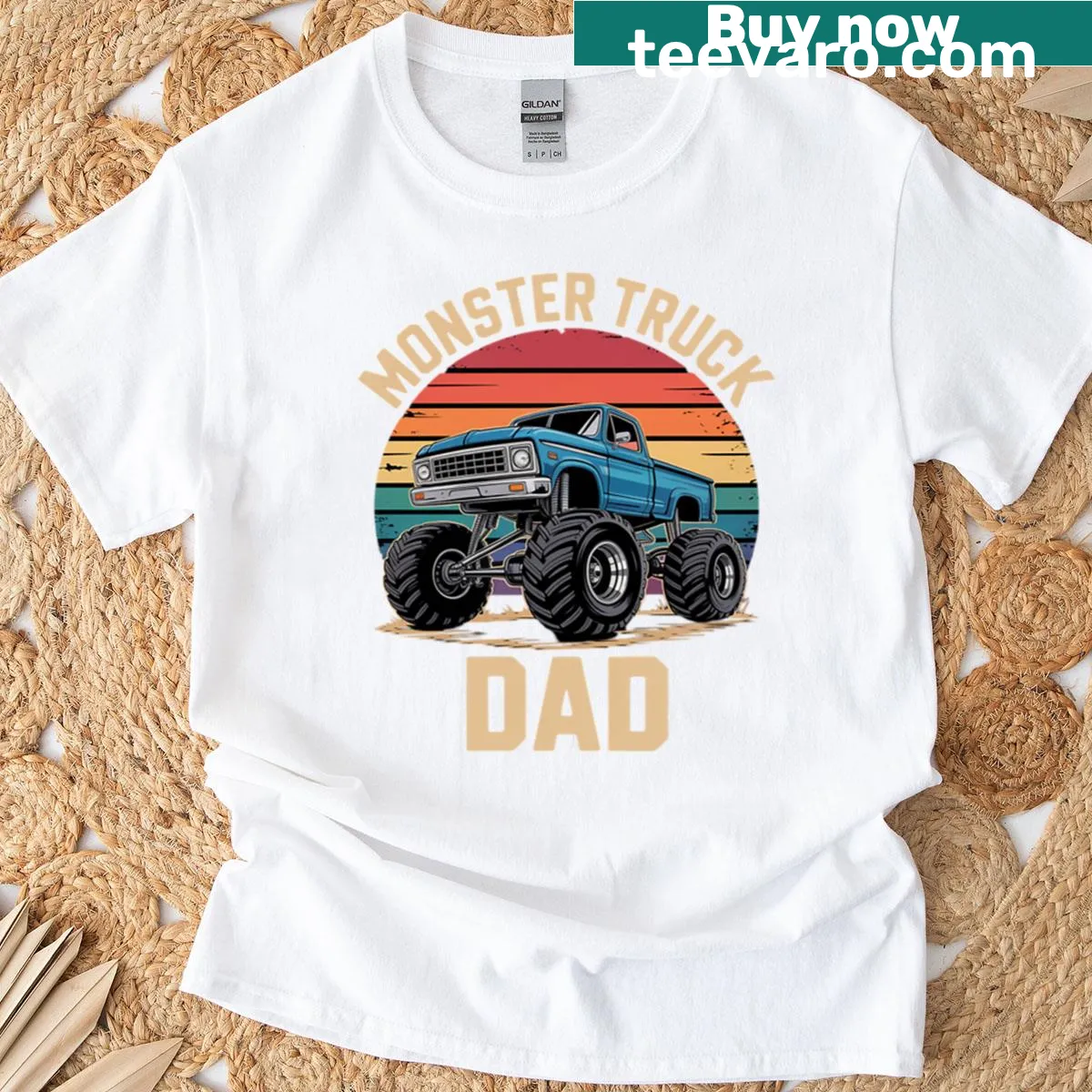 Bold monster truck illustration on T-shirt for dads — on a men's t-shirt