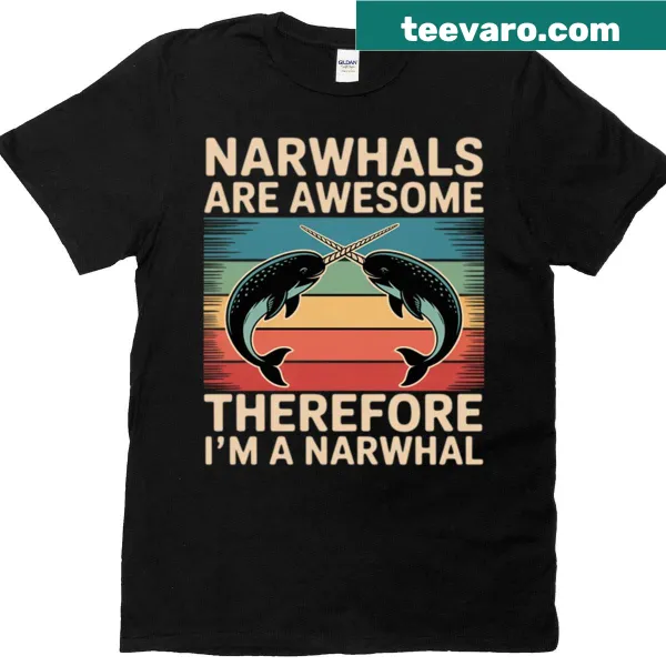 Illustrative T-shirt with narwhal theme and playful slogan