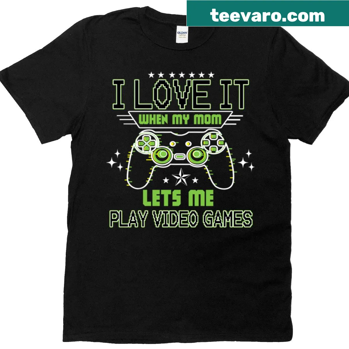T-shirt with pixel art celebrating gamer moms — on a men's t-shirt