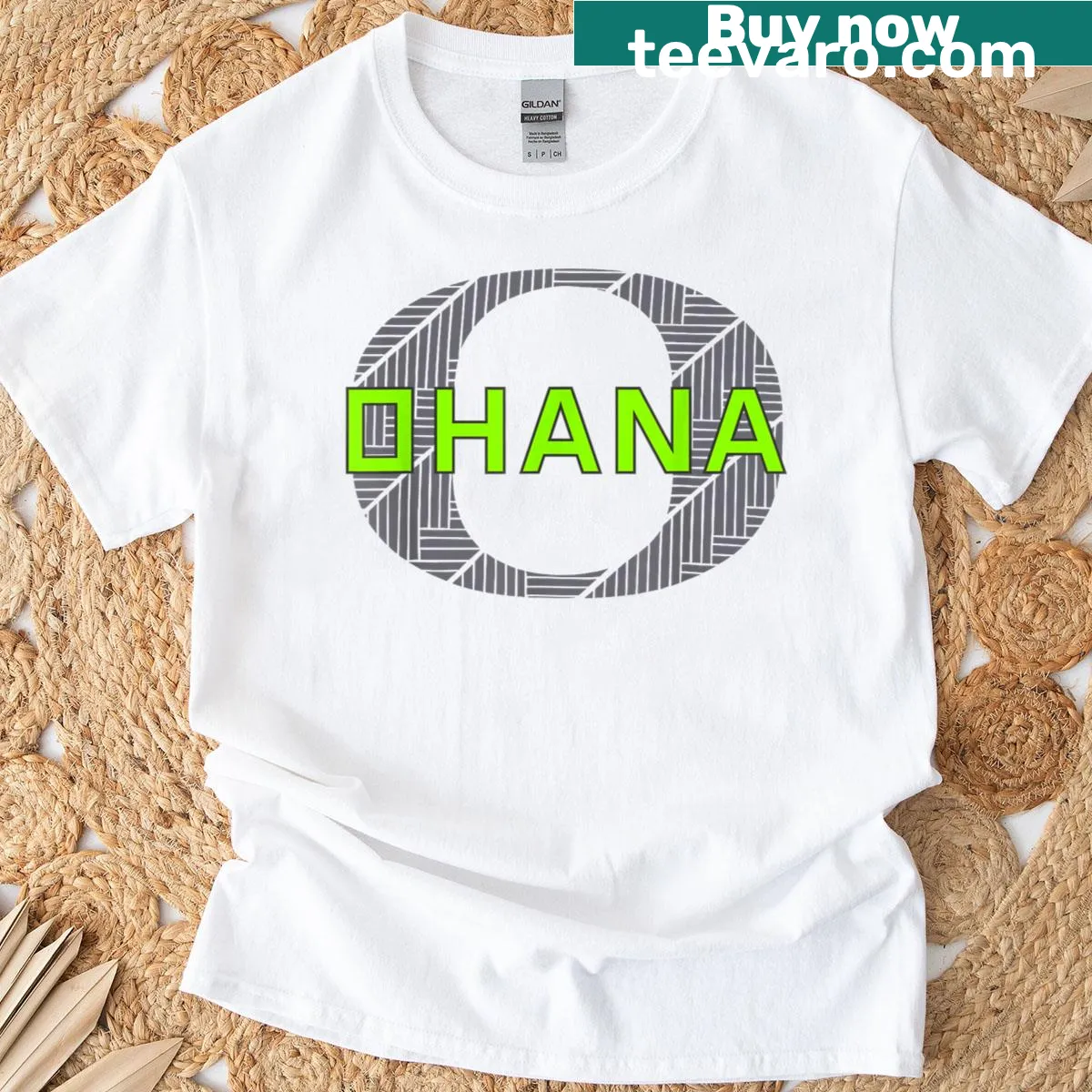 Official Oregon Ohana text design on T-shirt — on a men's t-shirt