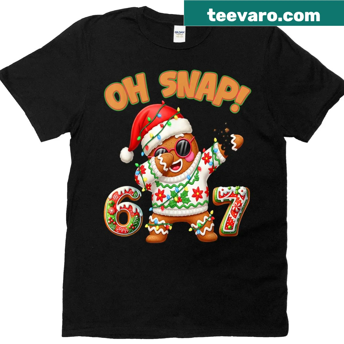Funny cartoon gingerbread man T-shirt with humorous text. — on a men's t-shirt