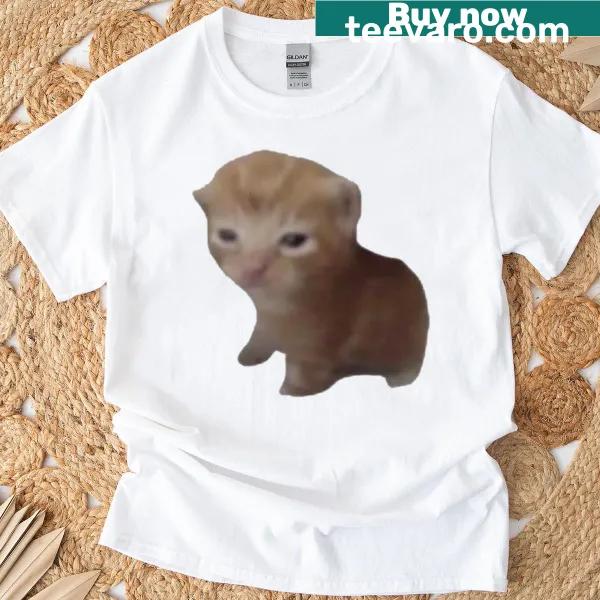 Cute cartoon cat design on an orange T-shirt