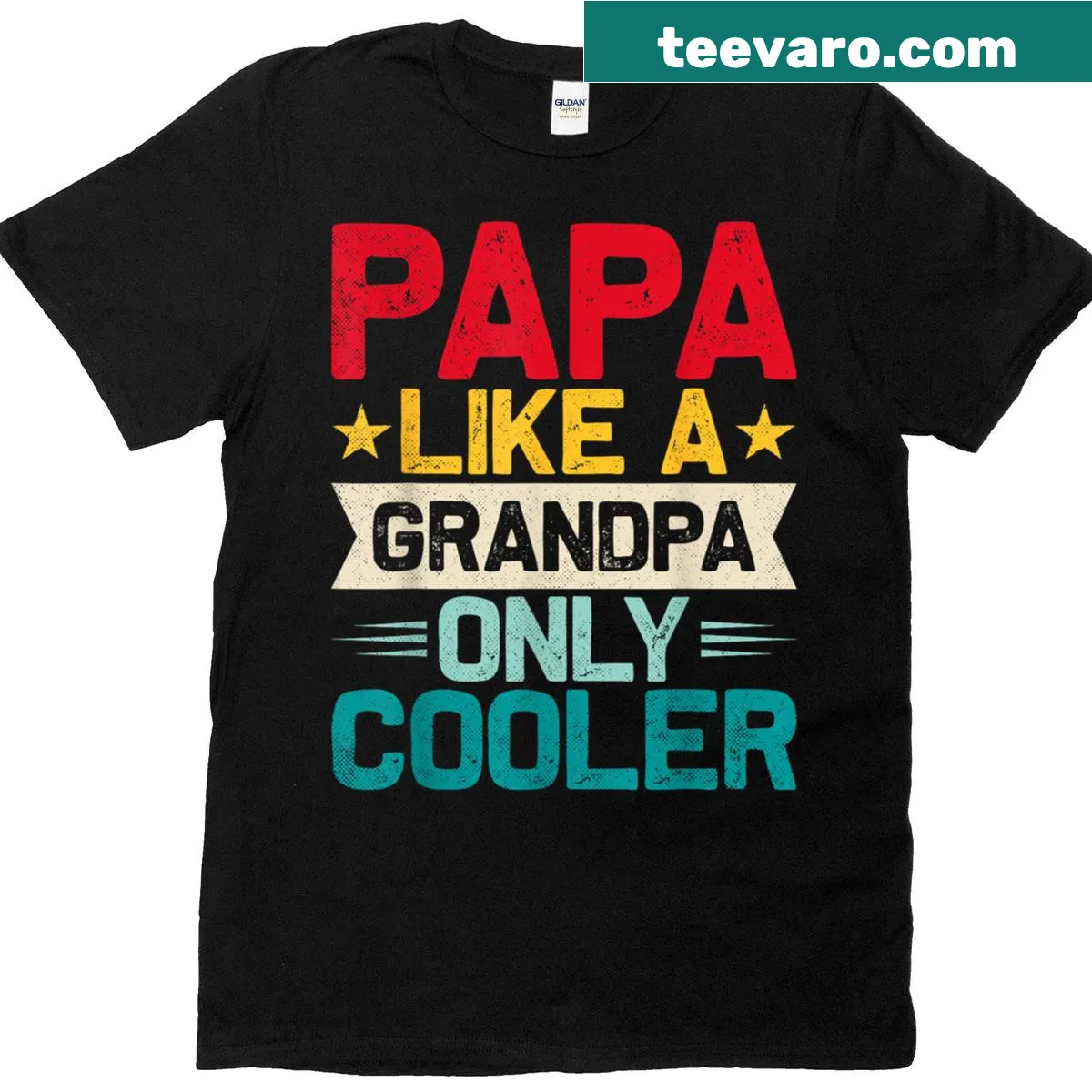 Sentimental typography t-shirt for Papa celebrating fatherhood — on a men's t-shirt