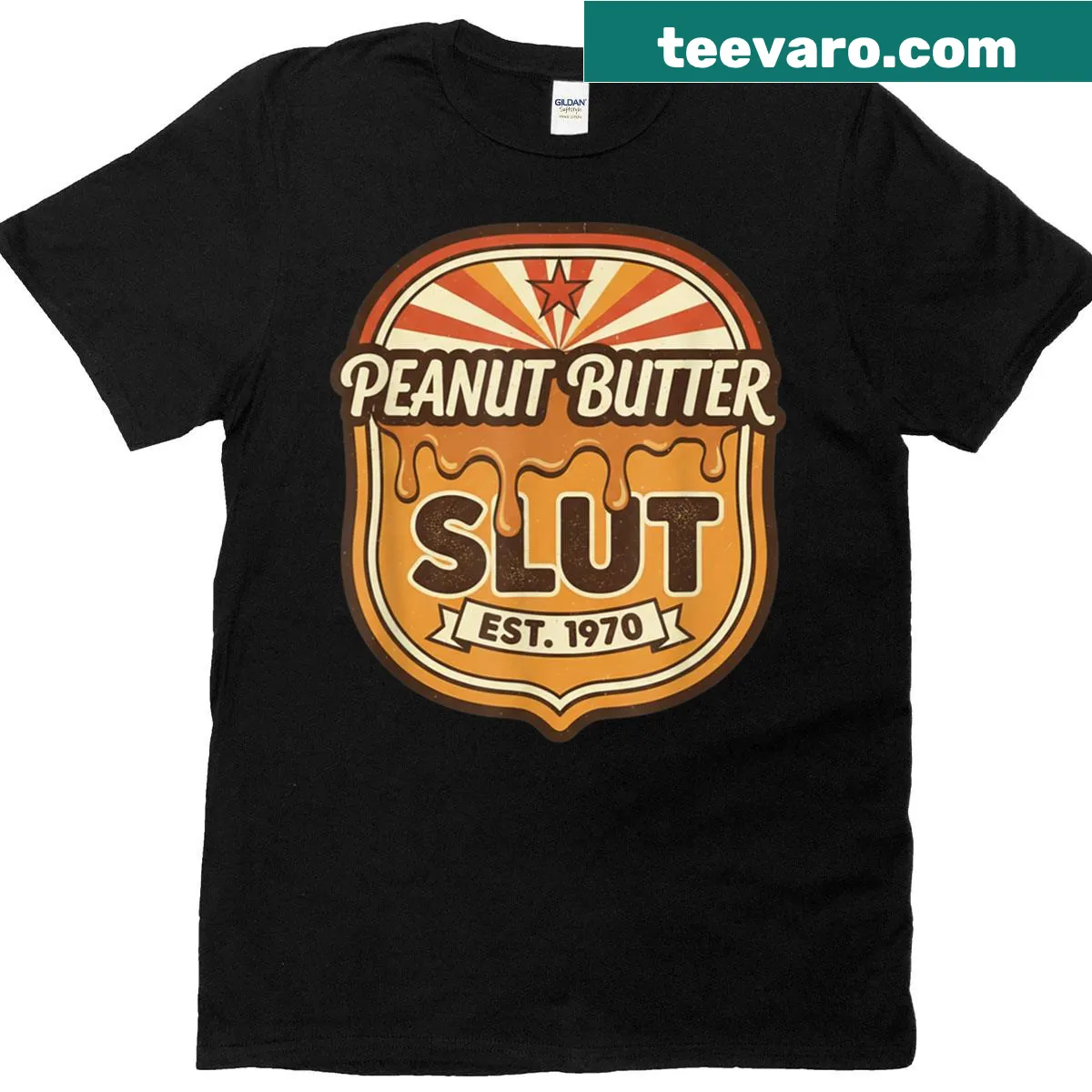 Vintage-inspired T-shirt with humorous peanut butter slogan. — on a men's t-shirt