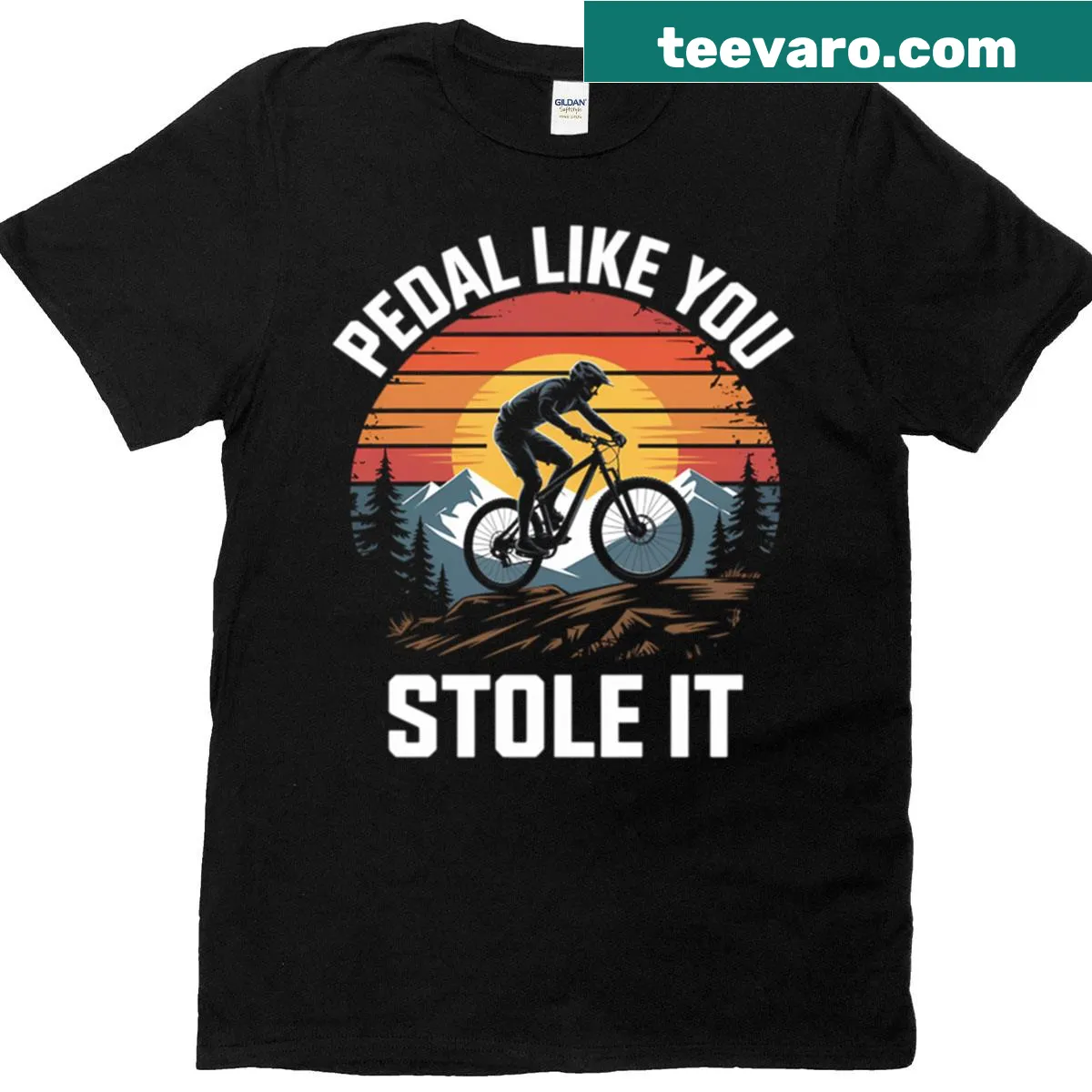 Bold T-shirt with the phrase Pedal Like You Stole It in strong typography — on a men's t-shirt