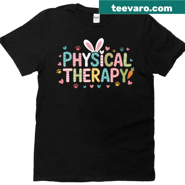 Easter-themed t-shirt with bunny and eggs illustration