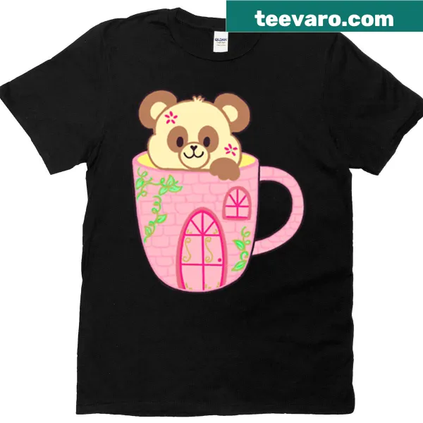 Cute pink panda bear illustration t-shirt for kids