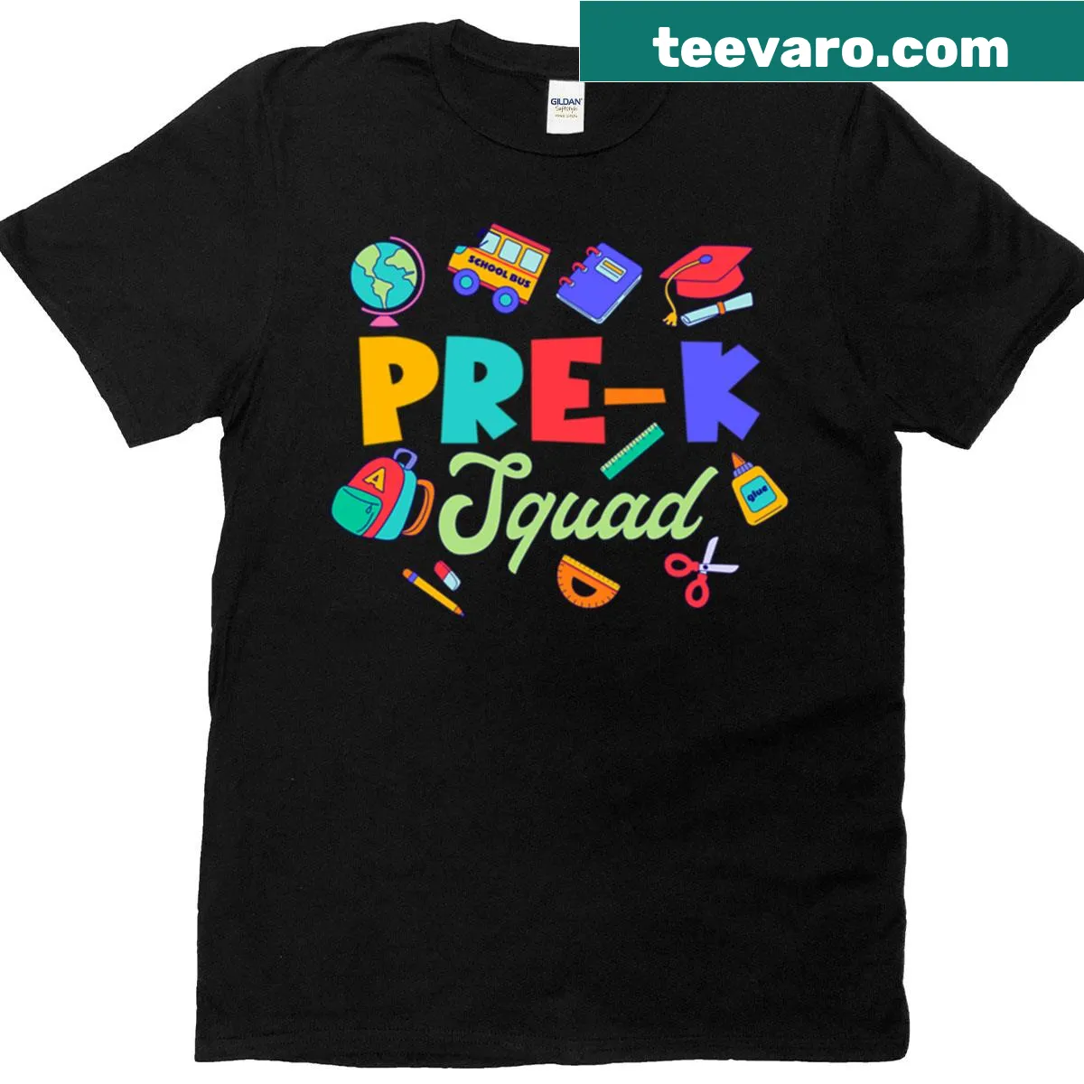 Cute t-shirt for teachers featuring 'Pre-k Squad' design — on a men's t-shirt