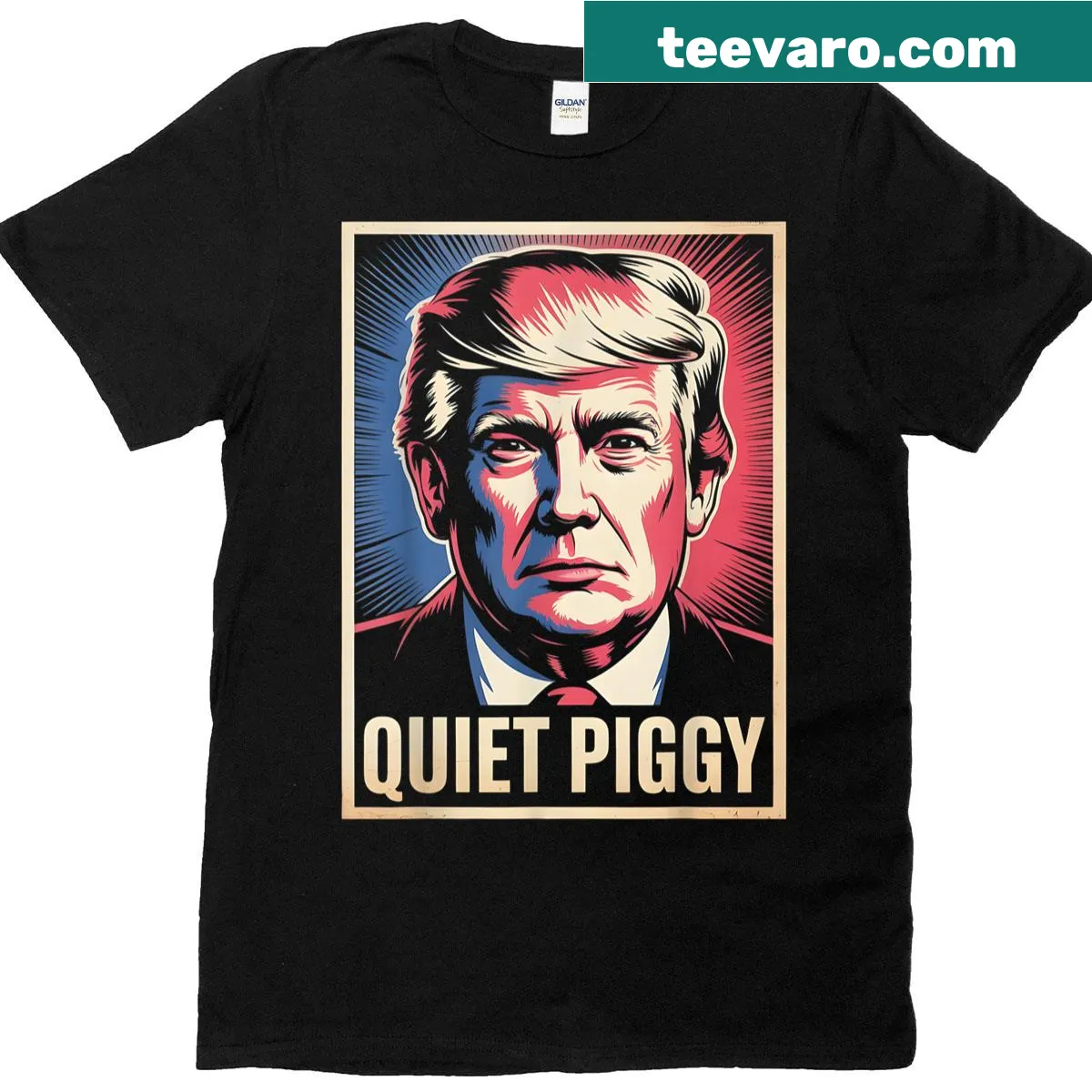 Patriotic t-shirt featuring a funny pig design and a playful quote — on a men's t-shirt