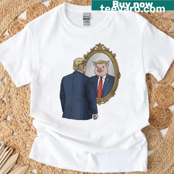 Sarcastic political cartoon pig shirt for humorous occasions.