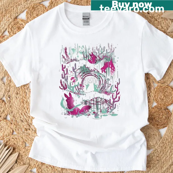 Merch t-shirt featuring graphics inspired by Rain World video game