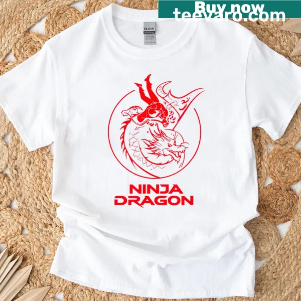 T-shirt featuring a bold illustration of a red dragon