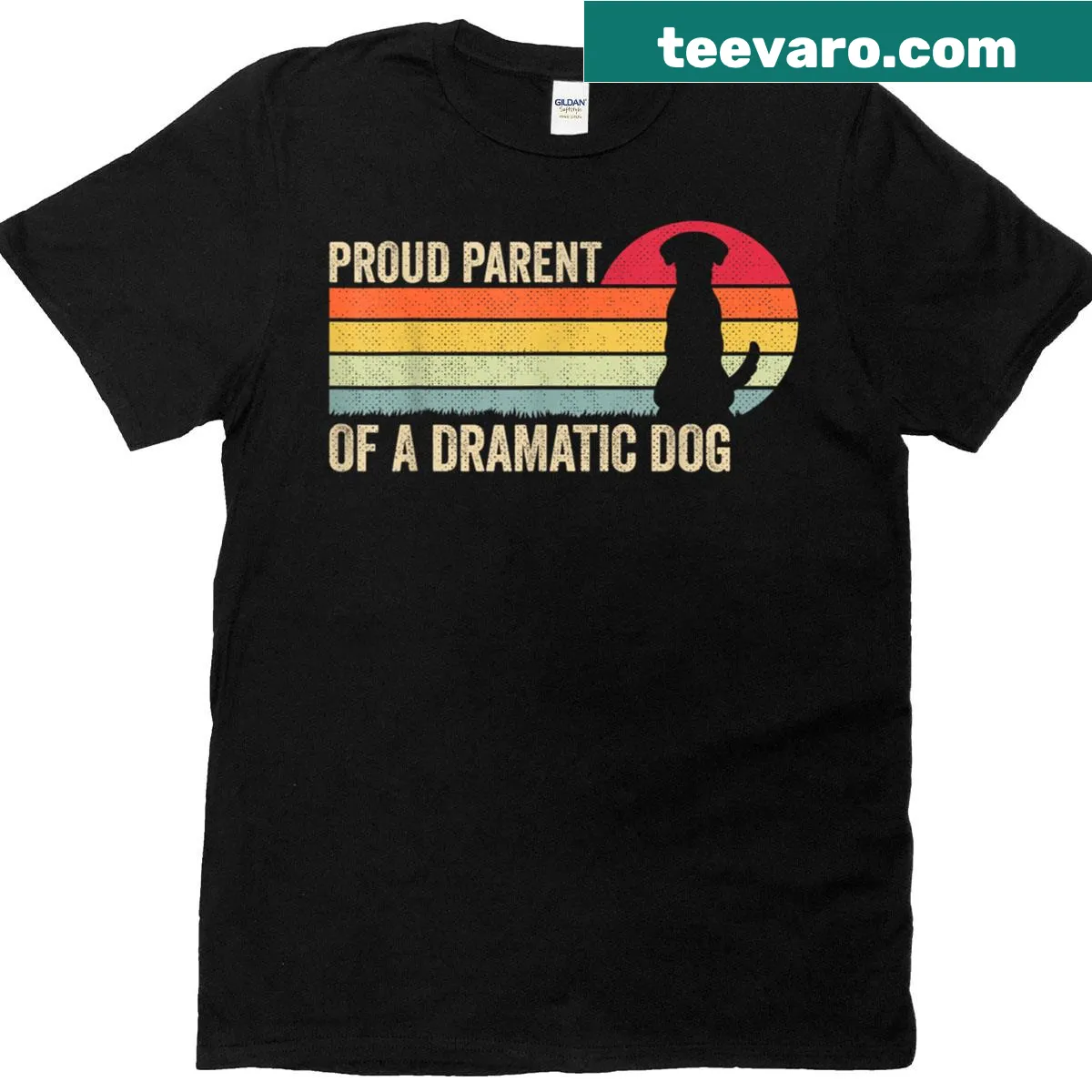 Retro-style t-shirt proclaiming pride in a dramatic dog with humorous text — on a men's t-shirt