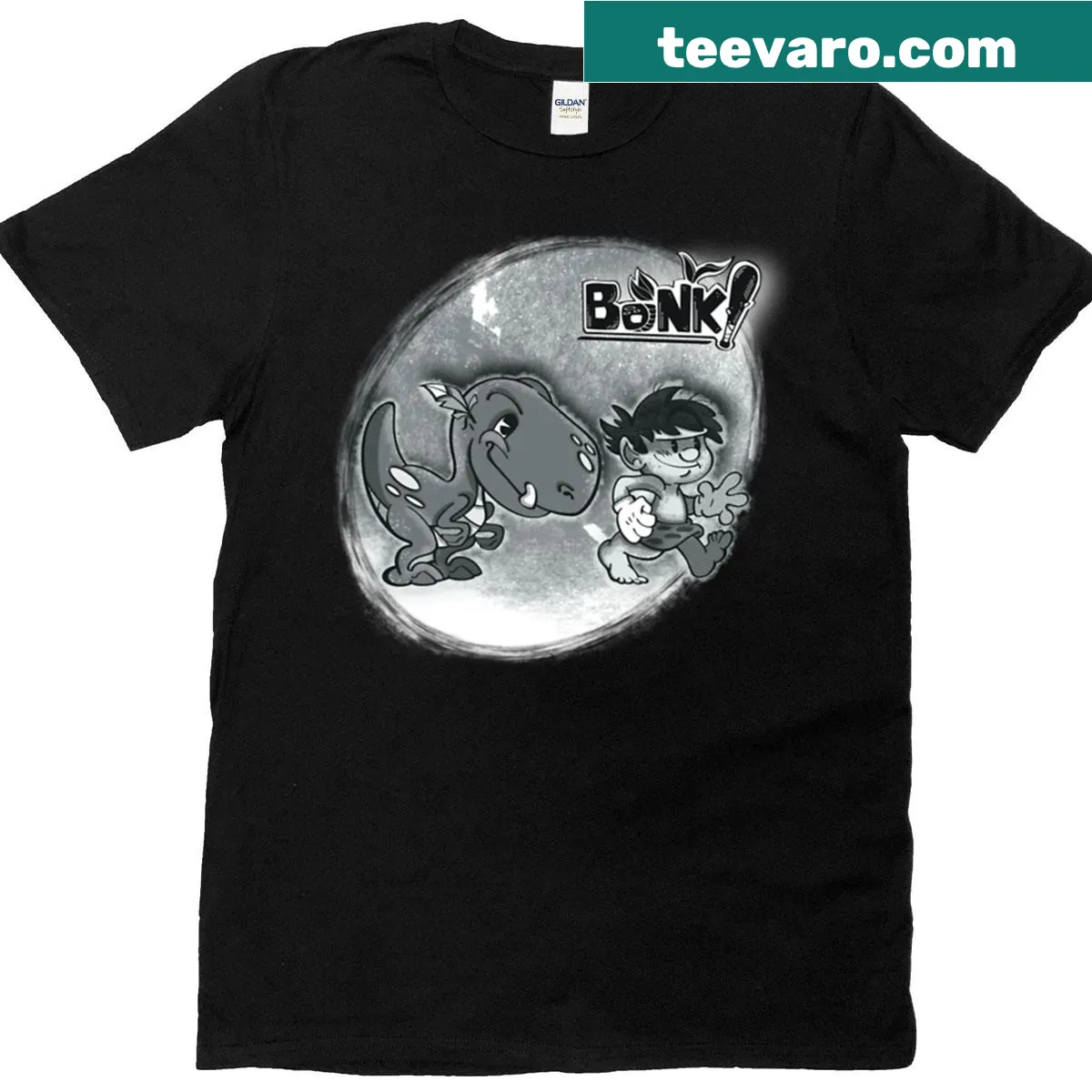 Vintage-style T-shirt inspired by rubber hose animation — on a men's t-shirt