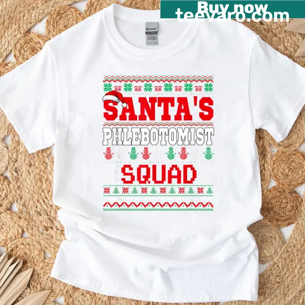 Leopard phlebotomists in Christmas attire on a whimsical t-shirt