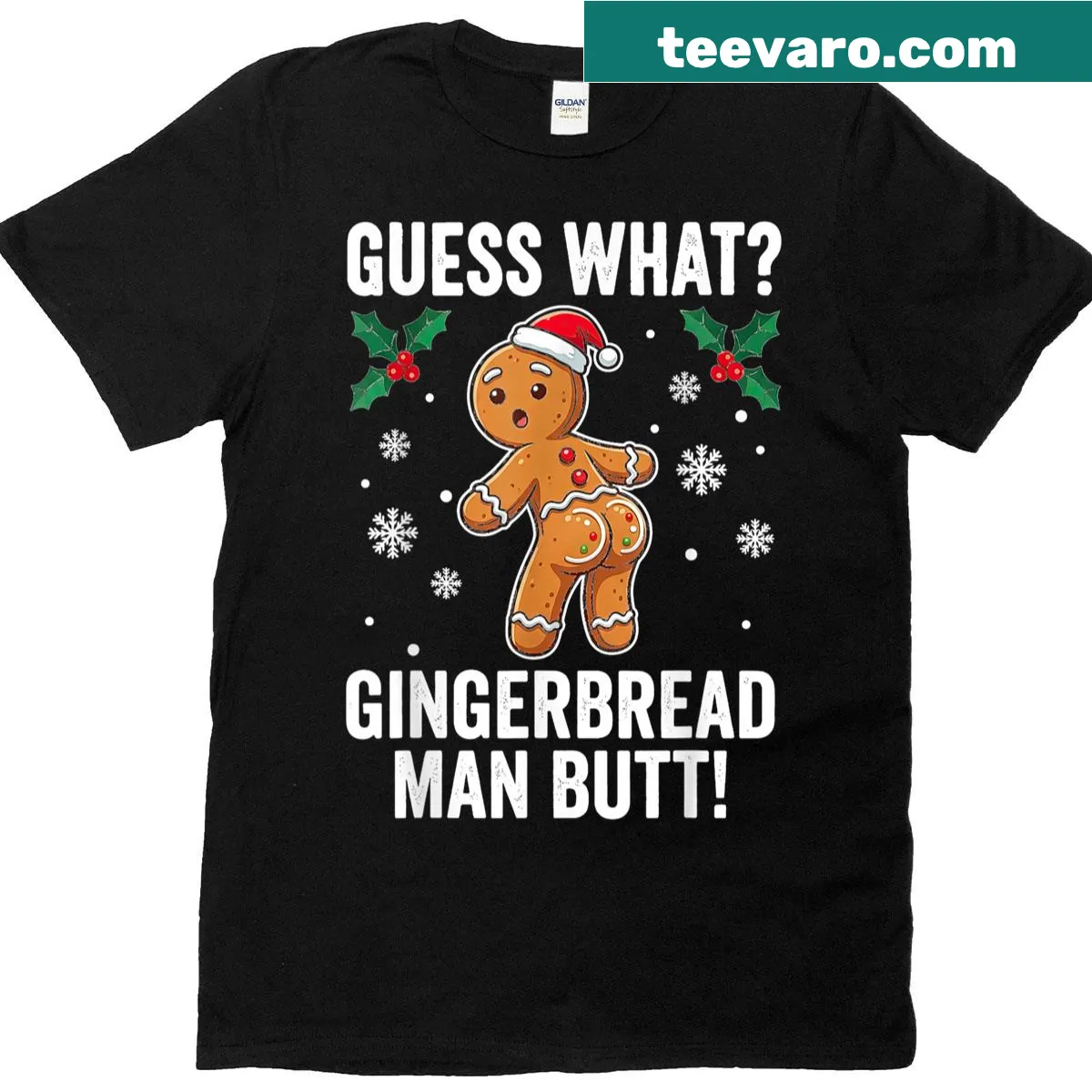 Funny Christmas T-shirt featuring a sarcastic gingerbread man graphic — on a men's t-shirt
