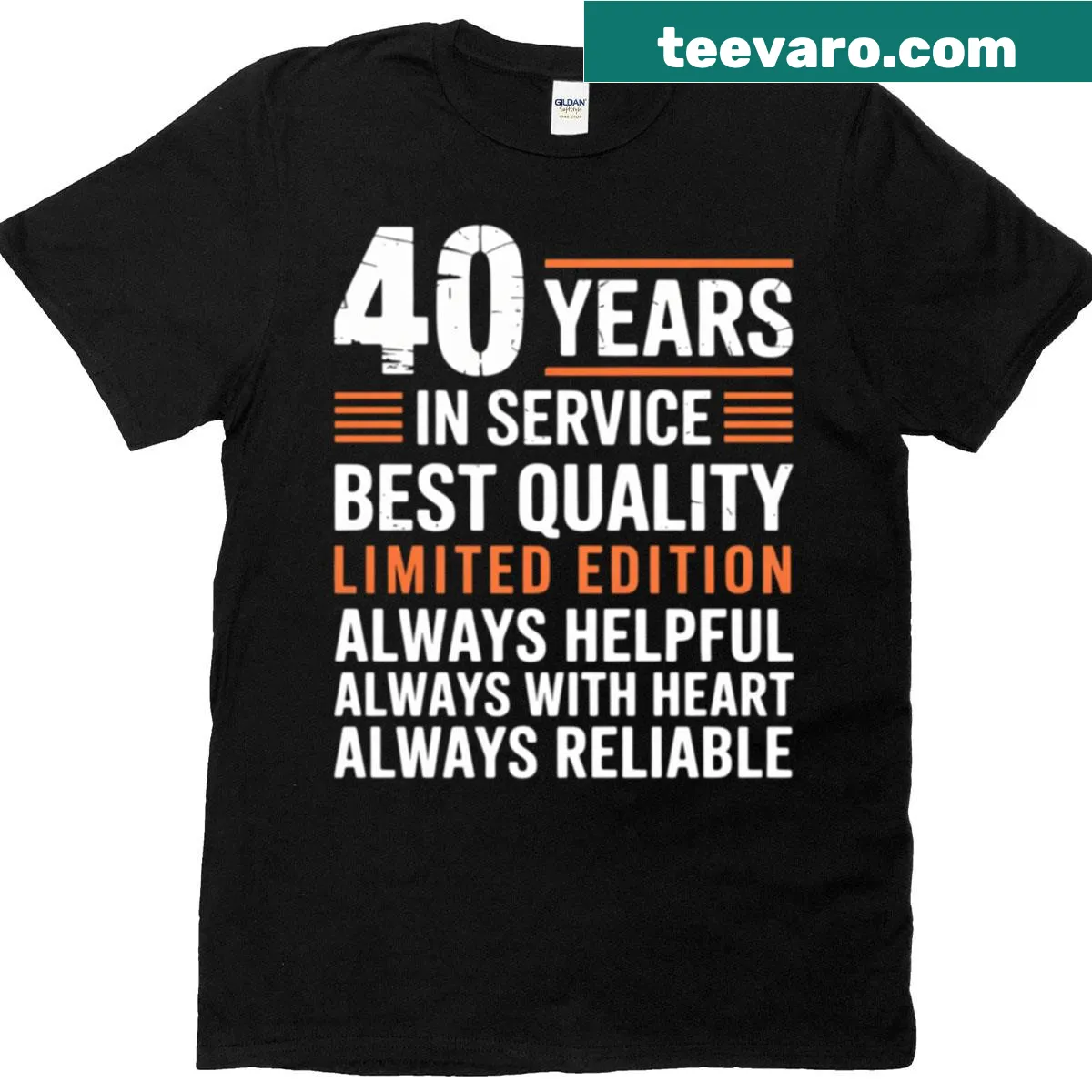 Service anniversary shirt celebrating 40 years of work — on a men's t-shirt