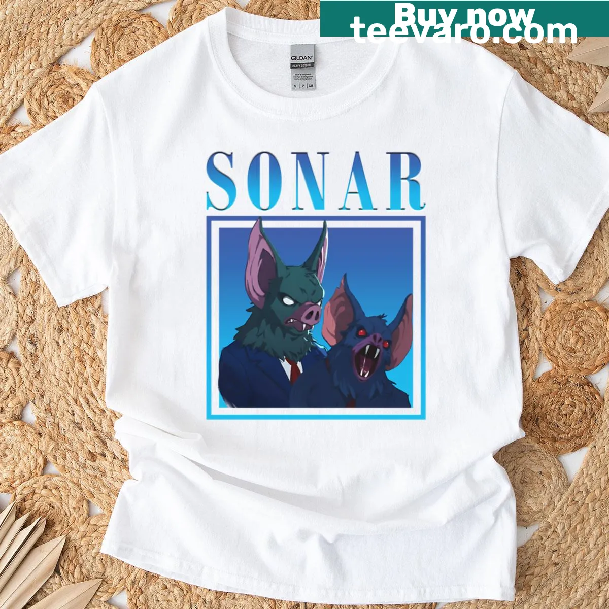 Vintage game-themed t-shirt featuring Sonar Dispatch design — on a men's t-shirt