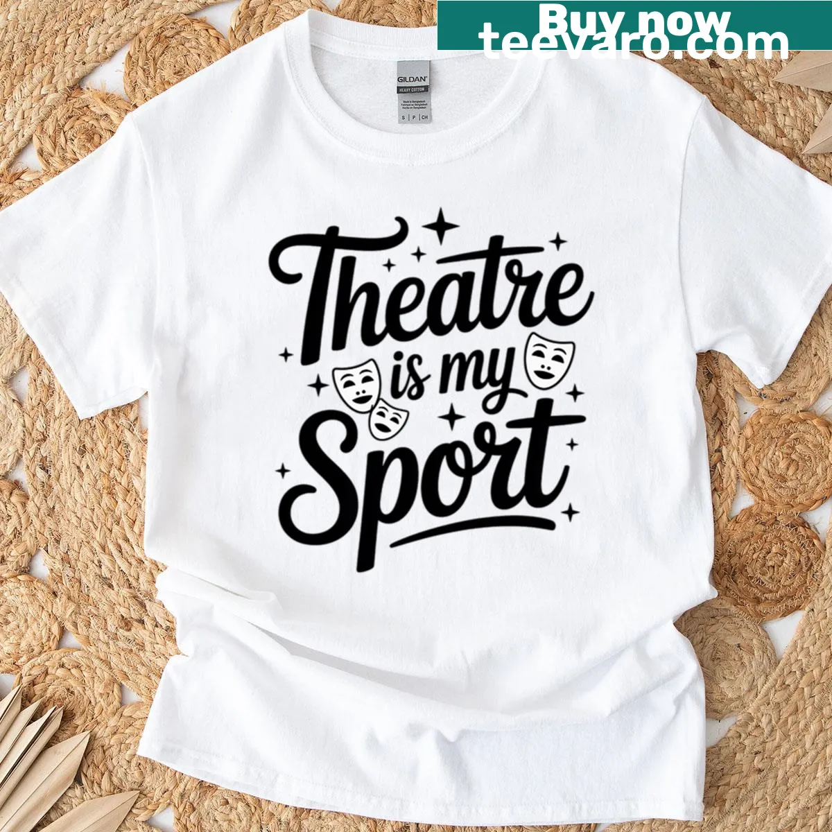 Broadway Theatre Lover crewneck shirt for drama teachers — on a men's t-shirt