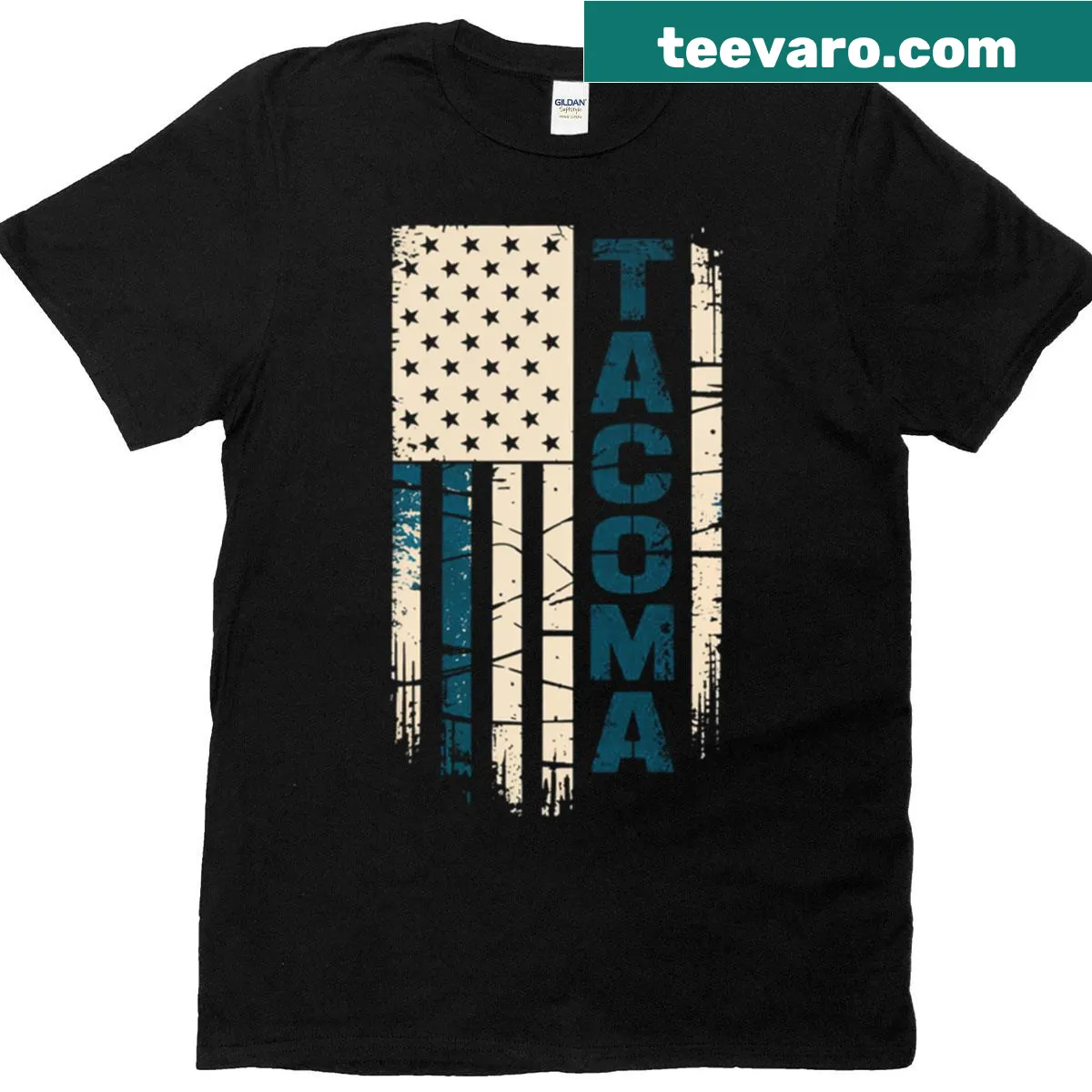 Distressed badge graphic T-shirt honoring police officers with a blue line design. — on a men's t-shirt