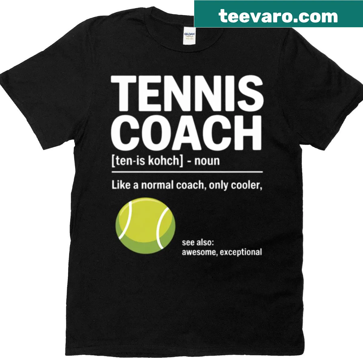 Tennis coach definition T-shirt with engaging typography — on a men's t-shirt