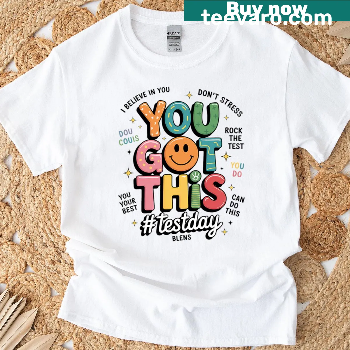 Motivational teacher t-shirt for test day support — on a men's t-shirt