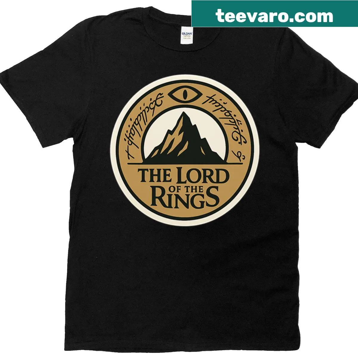 Classic The Lord Of The Rings logo displayed on a T-shirt. — on a men's t-shirt