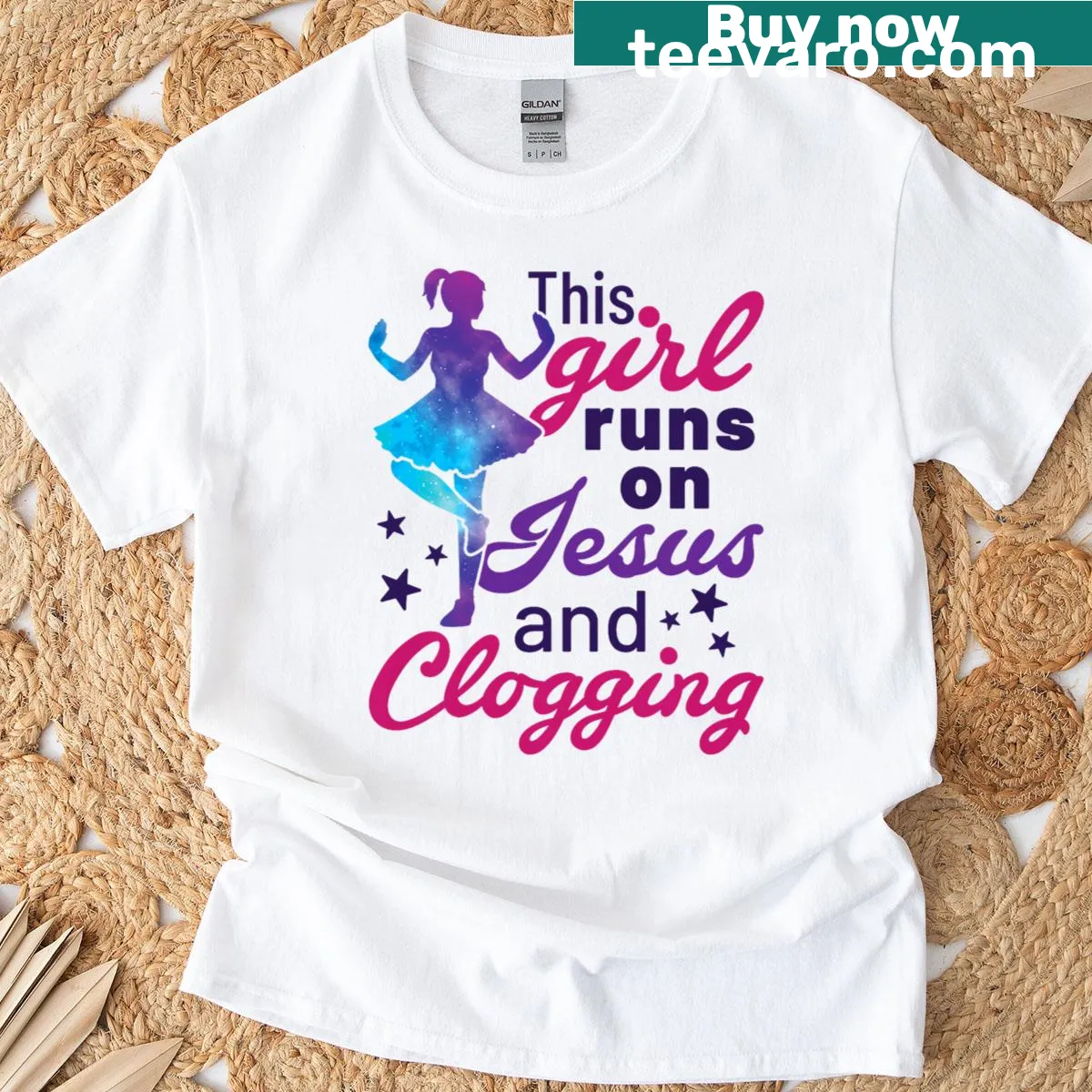 Cute clogging and faith graphic on a T-shirt — on a men's t-shirt