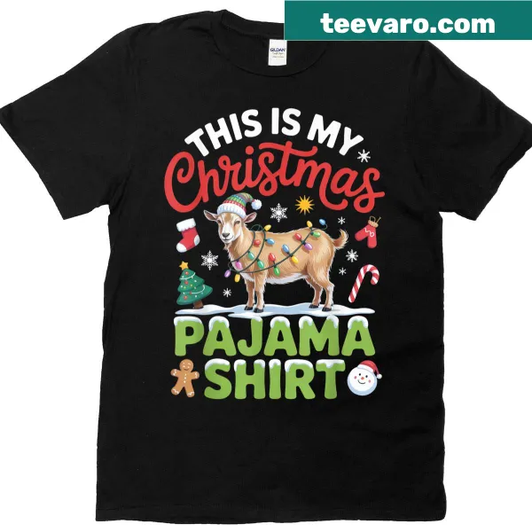 Funny goat lovers T-shirt with Christmas pajama humor