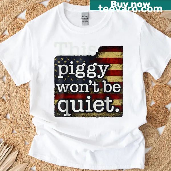 Vintage pig with American flag on a t-shirt