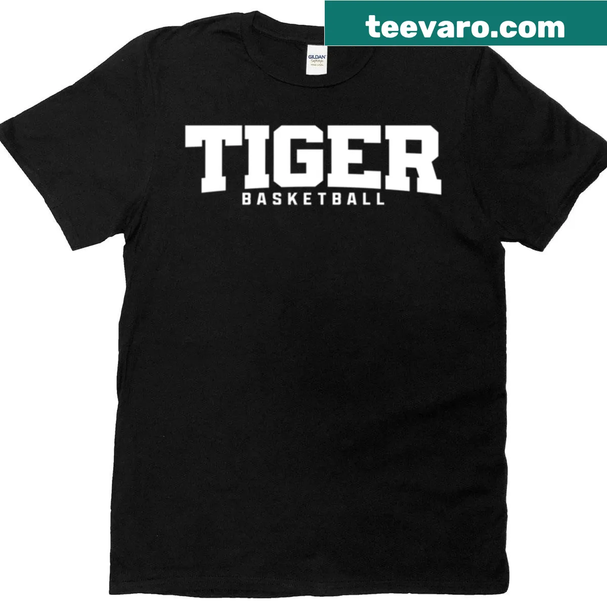 Basketball-themed t-shirt featuring a fierce tiger graphic — on a men's t-shirt