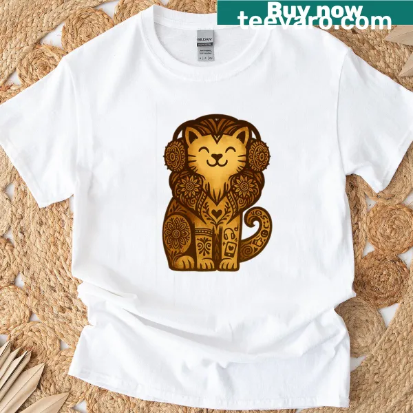 Illustration of a meditating lion in a tribal design