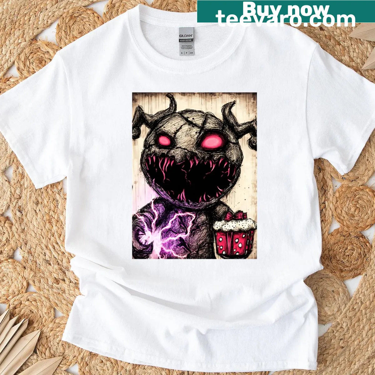 Illustrated dessert of doom design on a T-shirt — on a men's t-shirt