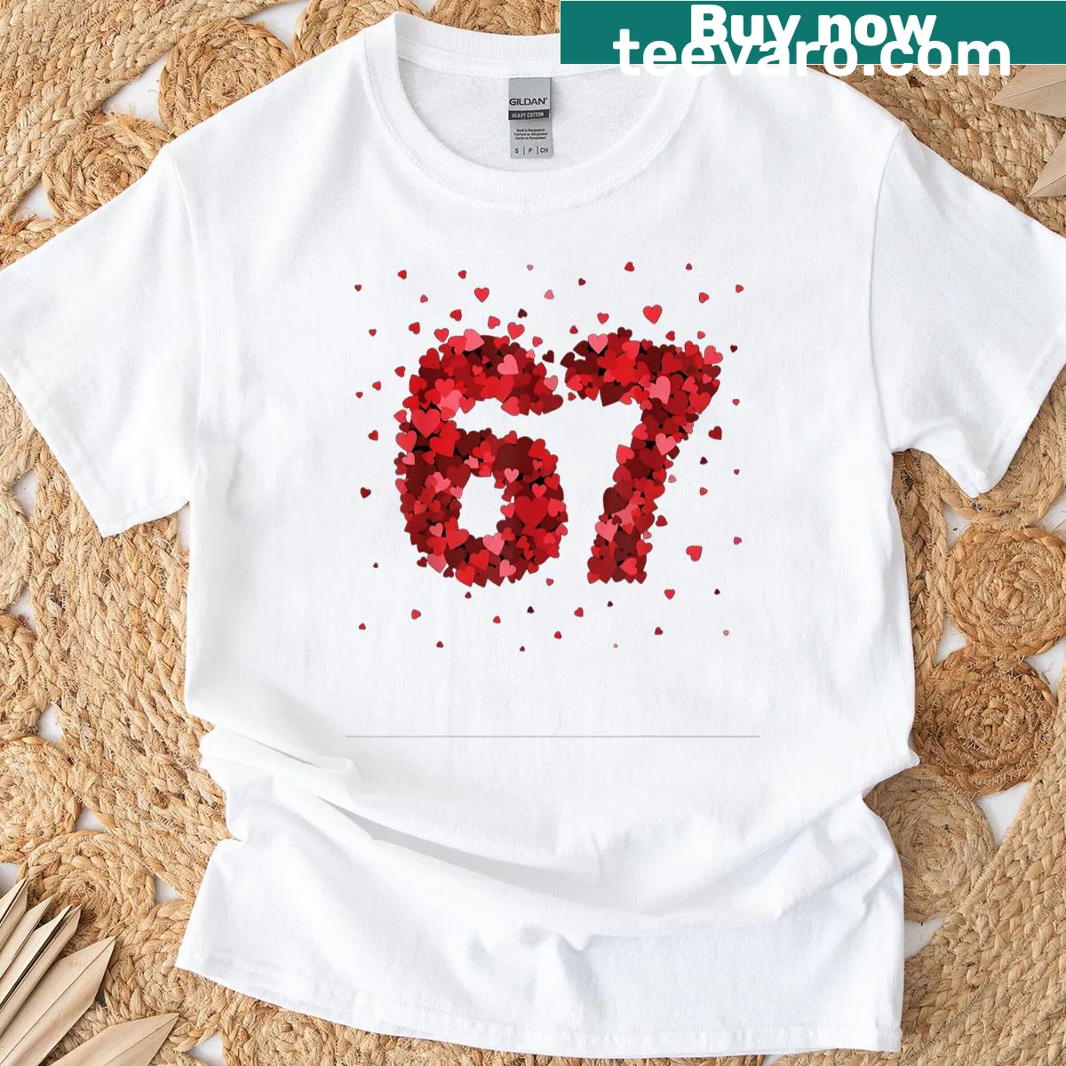 Funny Valentine's Day meme shirt with heart design — on a men's t-shirt